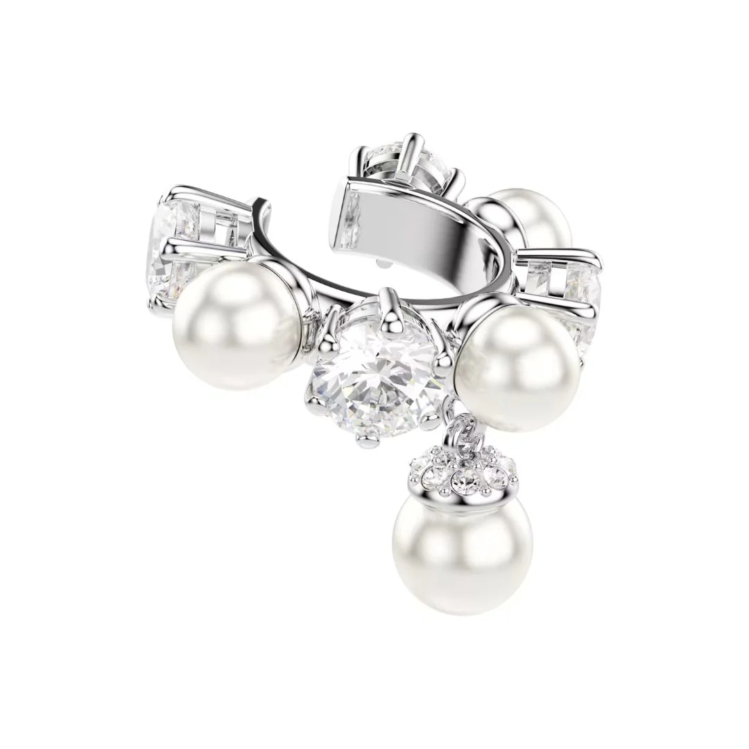 Swarovski Matrix korvakorut, setti, vaalea metalli, kirkkaat zirkonit ja valkoiset helmet 5691715 - Image 4