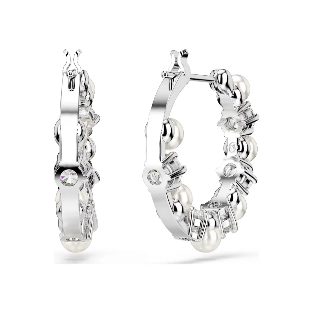 Swarovski Matrix korvakorut, vaalea metalli, kirkkaat zirkonit ja valkoiset helmet 5709256 - Image 4