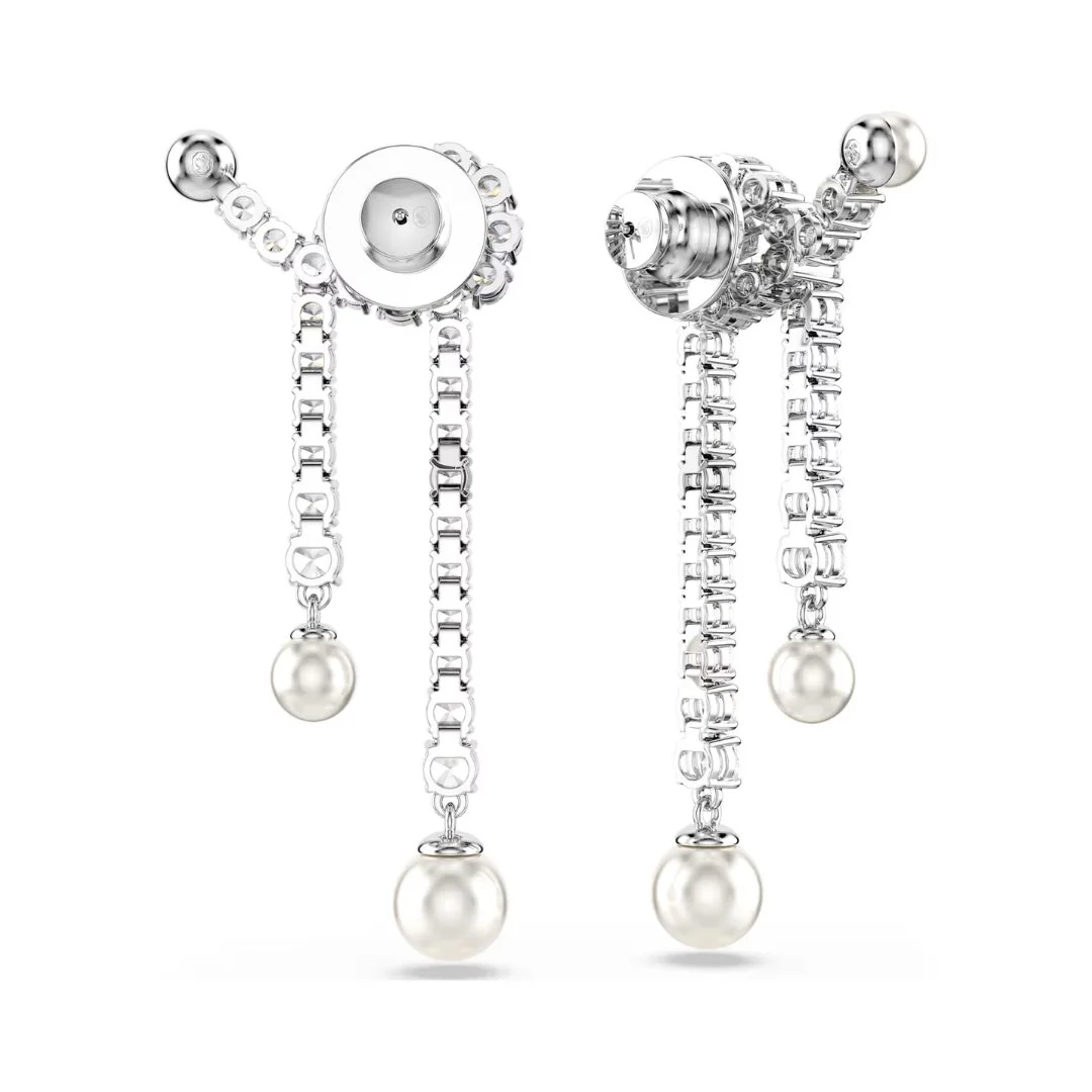 Swarovski Matrix korvakorut, vaalea metalli kirkkailla kristalleilla ja valkoisilla helmillä 5692417 - Image 3