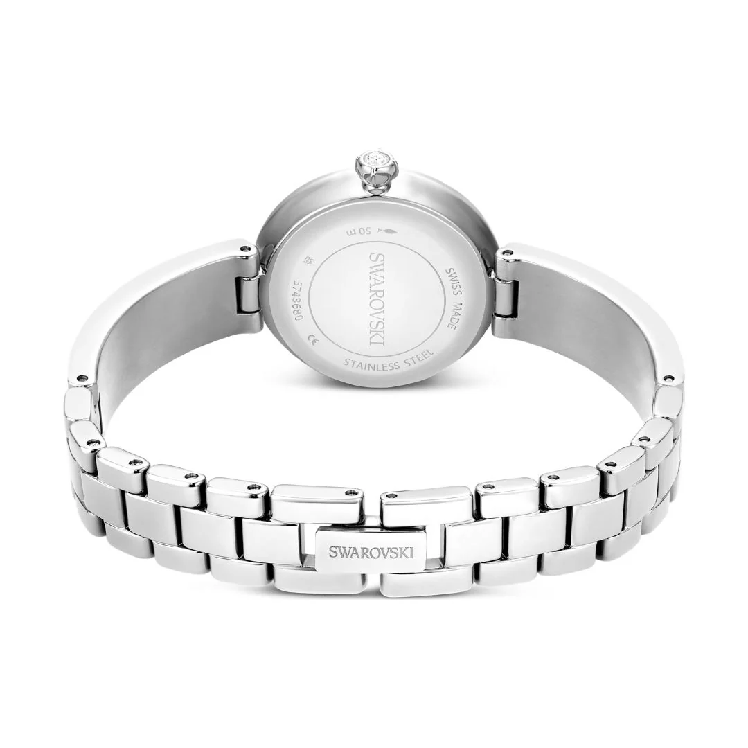 Swarovski Matrix pearl bangle rannekello, hopeanväri, valkoiset helmet ja kirkkaat kristallit, 5743680 - Image 5