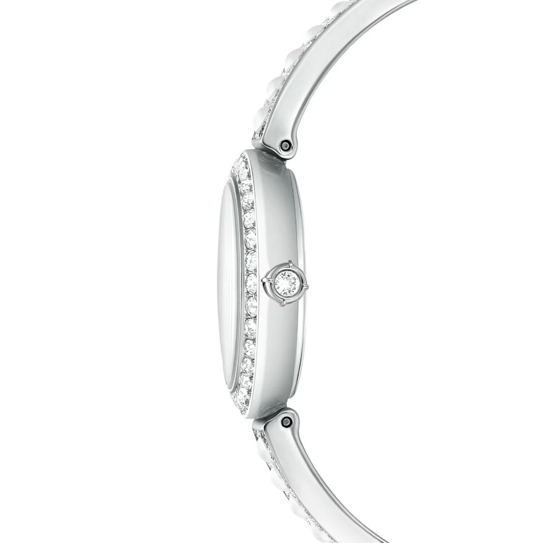 Swarovski Matrix pearl bangle rannekello, hopeanväri, valkoiset helmet ja kirkkaat kristallit, 5743680 - Image 6