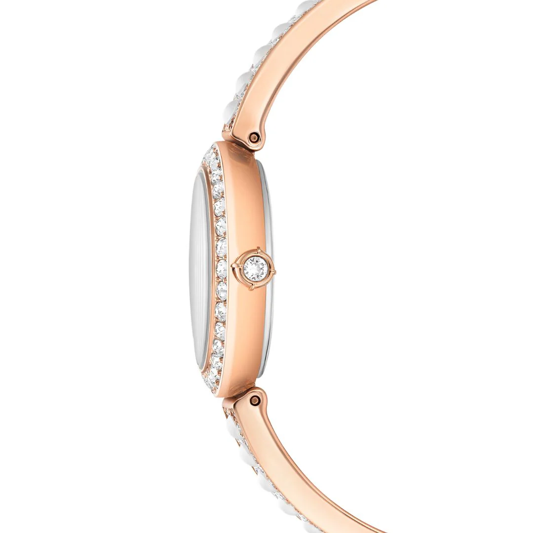 Swarovski Matrix pearl bangle rannekello, ruusukullanväri, valkoiset helmet ja kirkkaat kristallit, 5705406 - Image 6