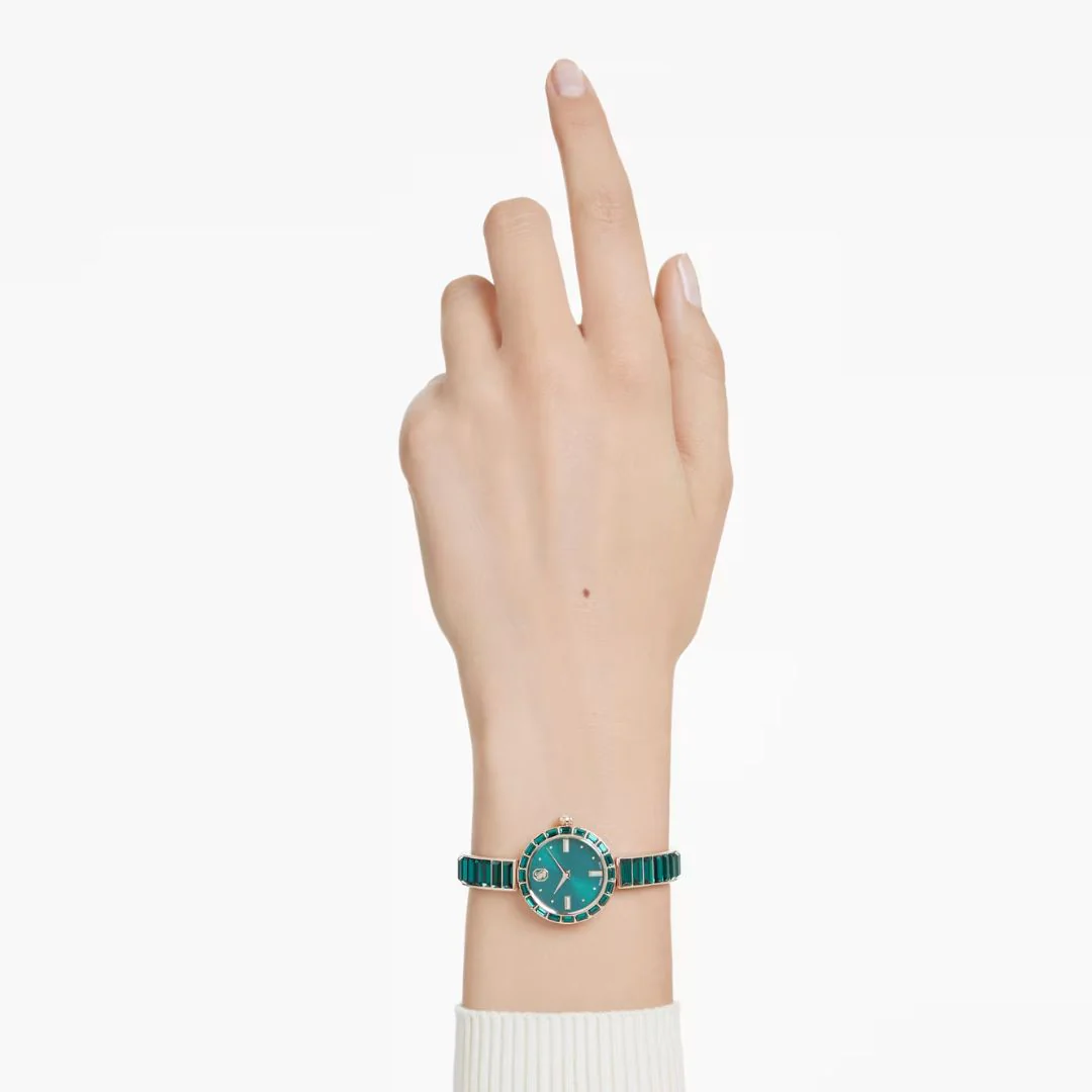 Swarovski Matrix rannekello, samppanjakullanvärinen ja vihreät kristallit, 5690808 - Image 6
