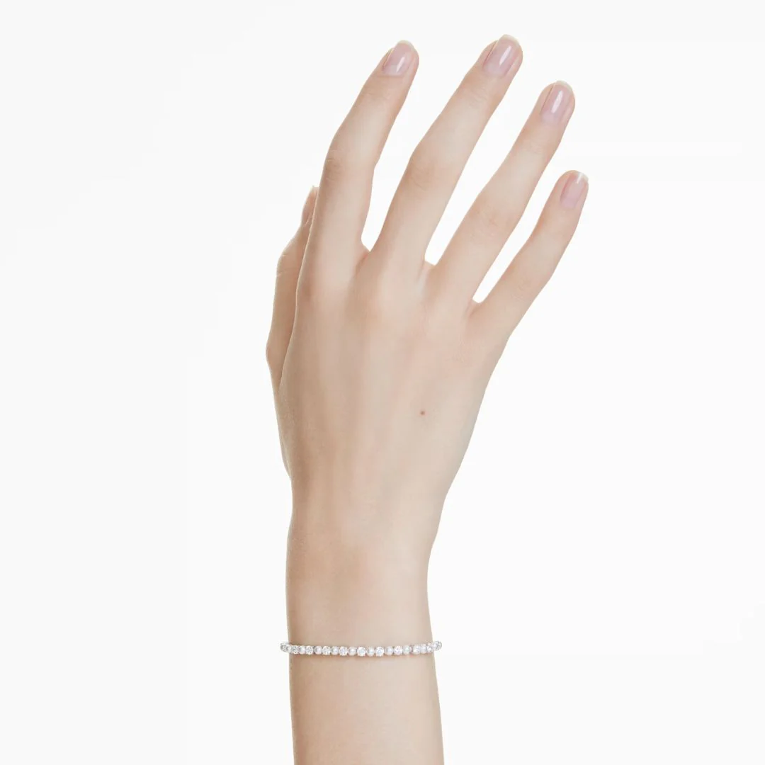 Swarovski Matrix rannekoru, vaalea metalli kirkkailla kristalleilla ja valkoisilla helmillä 5689633 - Image 2
