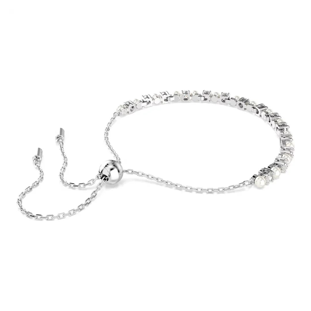 Swarovski Matrix rannekoru, vaalea metalli kirkkailla kristalleilla ja valkoisilla helmillä 5689633 - Image 3