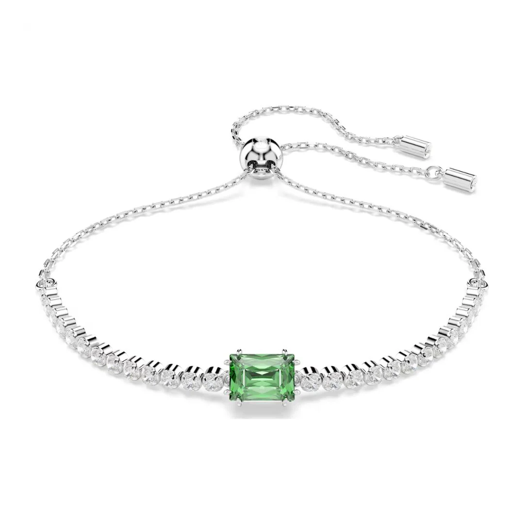 Swarovski Matrix Tennis rannekoru, vaalea metalli kirkkailla kristalleilla ja vihreällä zirkonilla 5693411