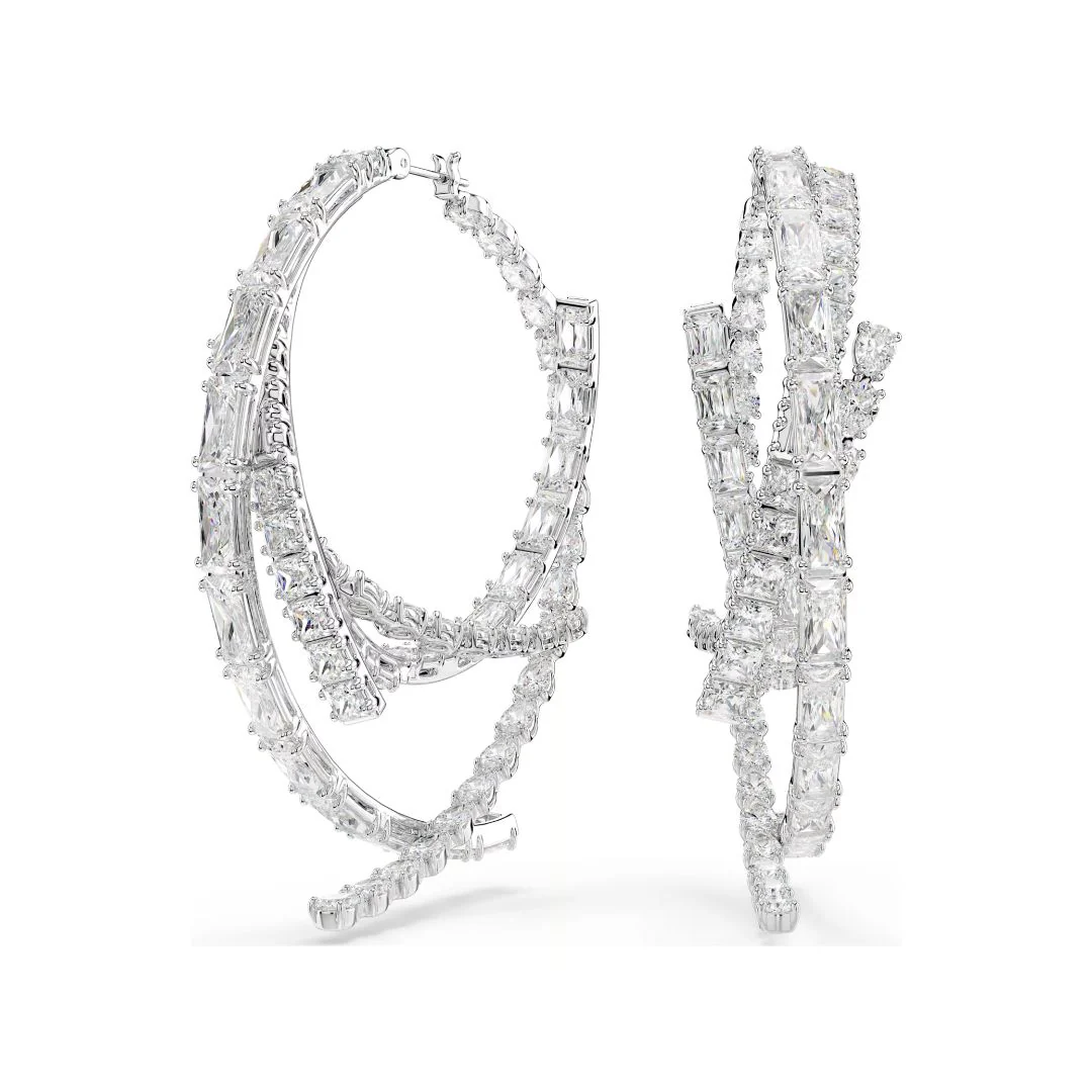 Swarovski Matrix rengaskorvakorut, vaalea metalli ja kirkkaat kristallit 5727098