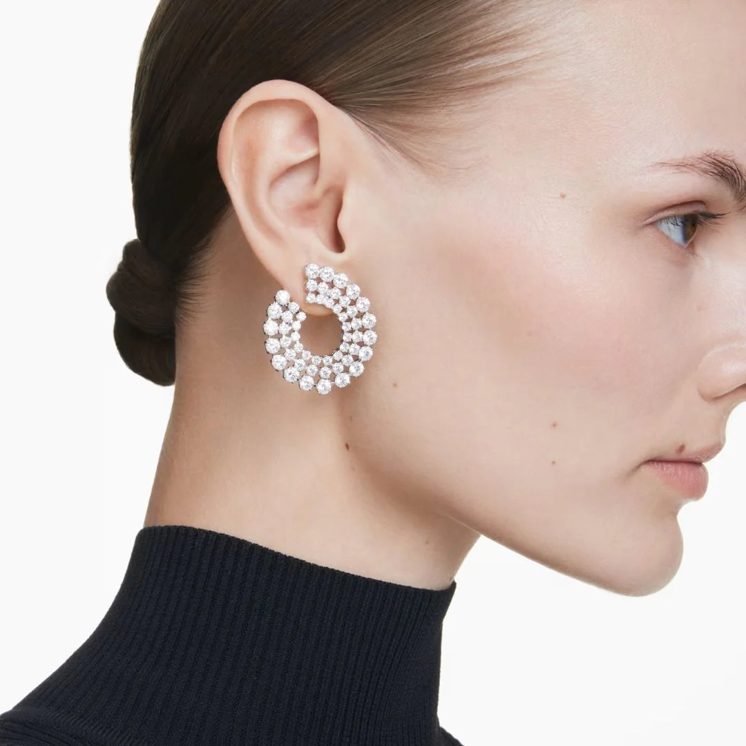 Swarovski Matrix rengaskorvakorut, vaalea metalli ja kirkkaat zirkonit 5705834 - Image 2
