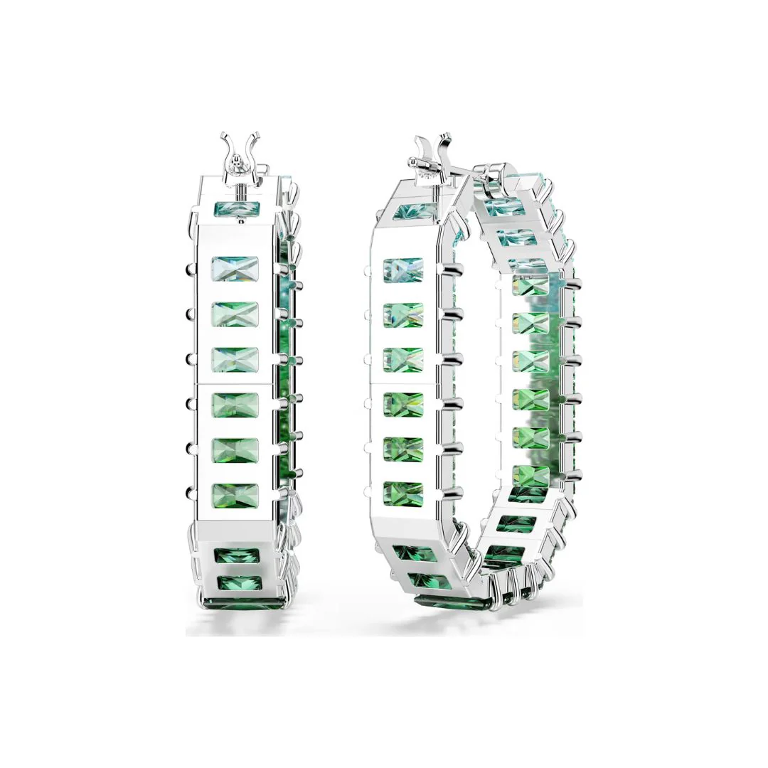 Swarovski Matrix rengaskorvakorut, vaalea metalli ja vihreät kristallit, 5705787 - Image 4