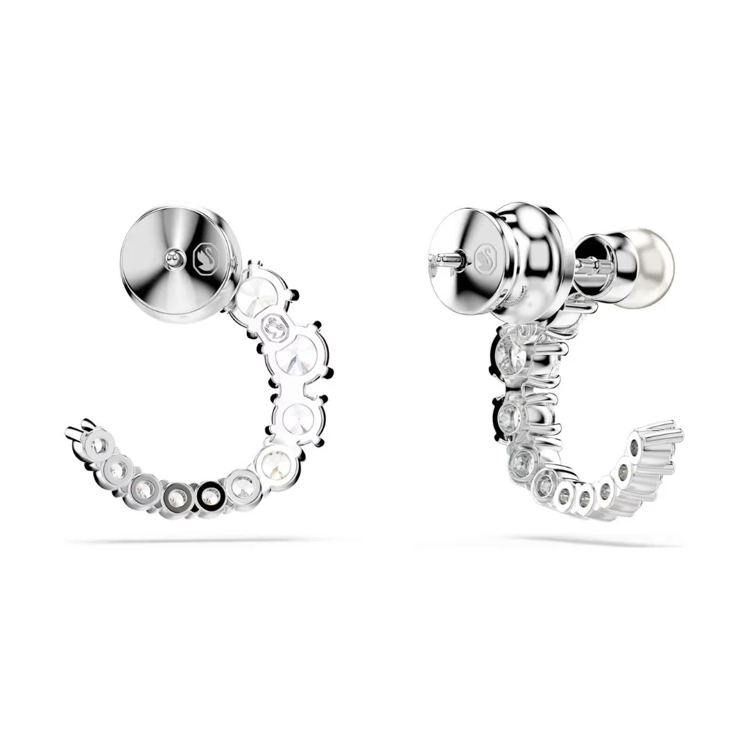 Swarovski Matrix rengaskorvakorut, vaalea metalli kirkkailla kristalleilla ja valkoisella helmellä 5692260 - Image 2