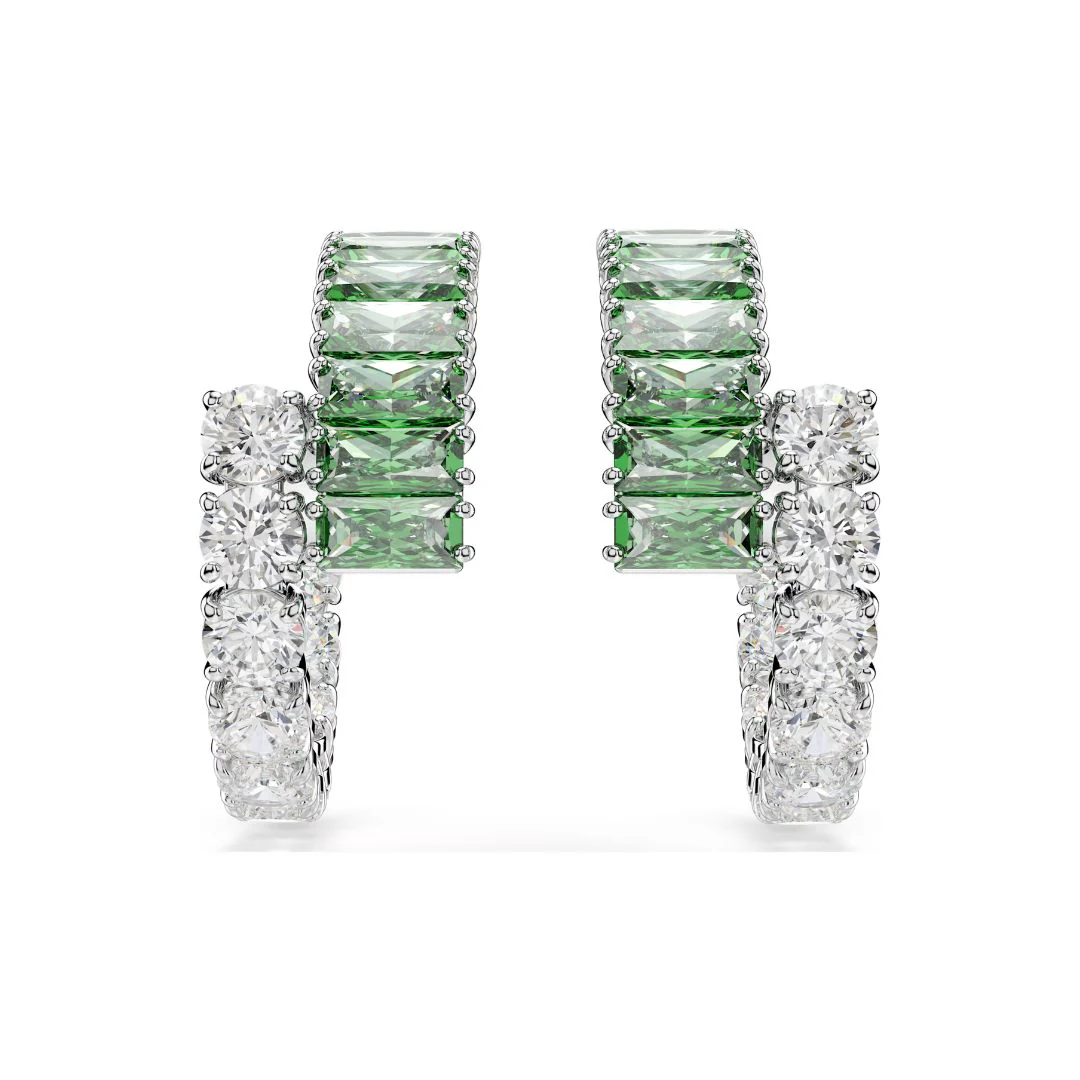 Swarovski Matrix rengaskorvakorut, vihreät ja kirkkaat zirkonit, 5732264 - Image 3