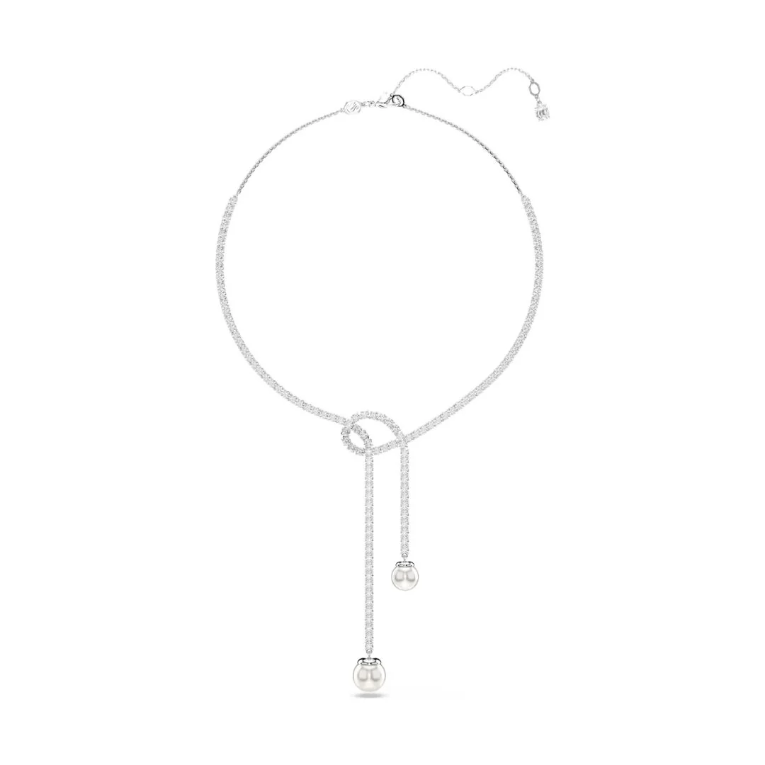 Swarovski Matrix Y kaulakoru, vaalea metalli kirkkailla kristalleilla ja valkoisilla helmillä 5692416 - Image 2