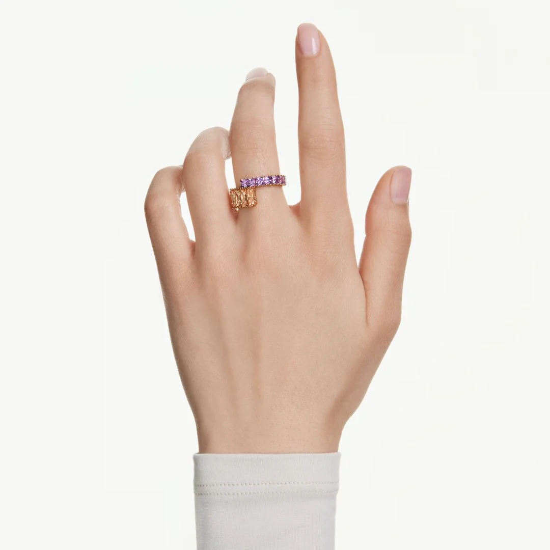 Swarovski Matrix sormus, keltakullanväri, violetit ja ruskeat kristallit - Image 2