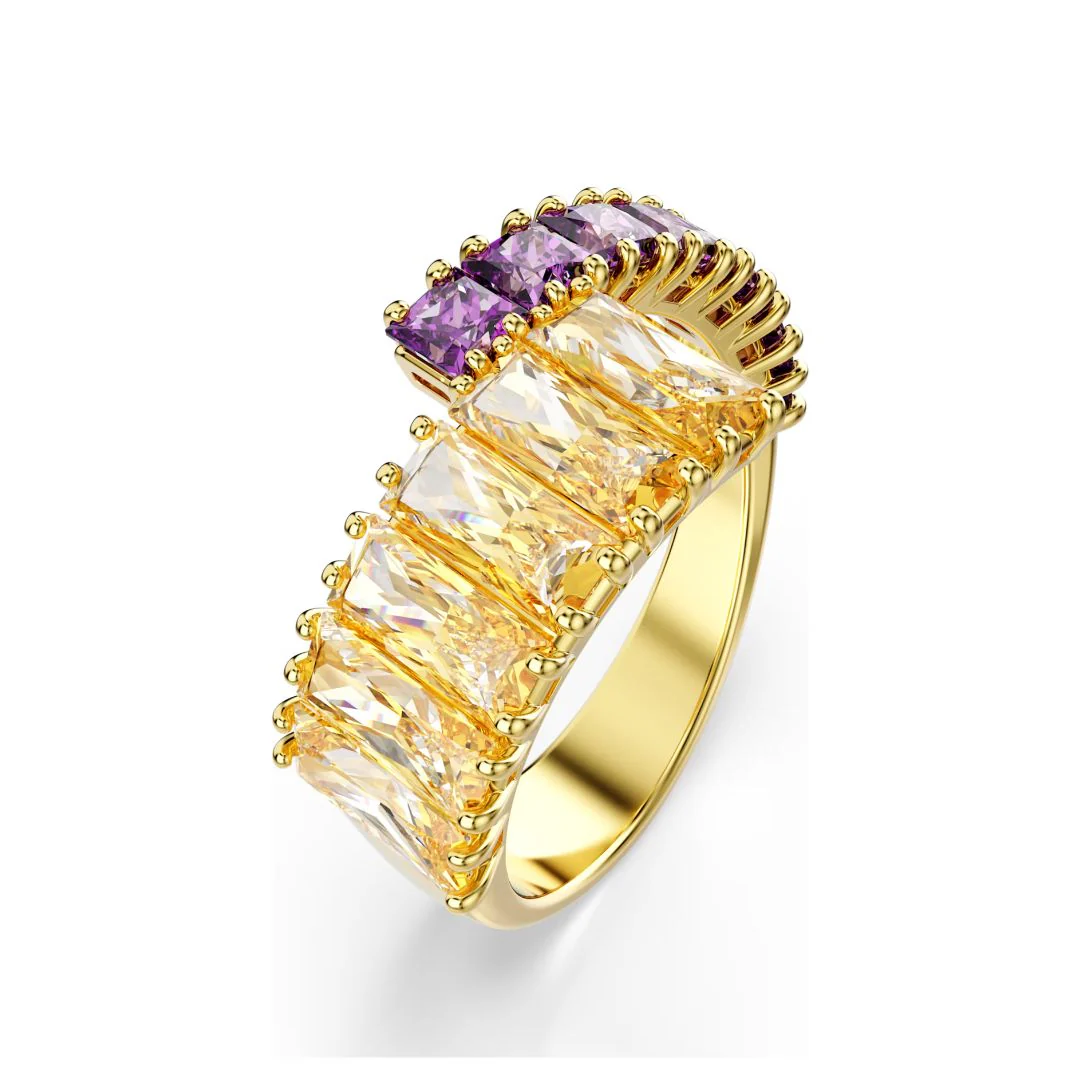 Swarovski Matrix sormus, keltakullanväri, violetit ja ruskeat kristallit - Image 3