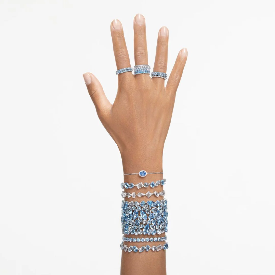 Swarovski Matrix sormus, vaalea ja siniset kristallit, 5661908 - Image 5
