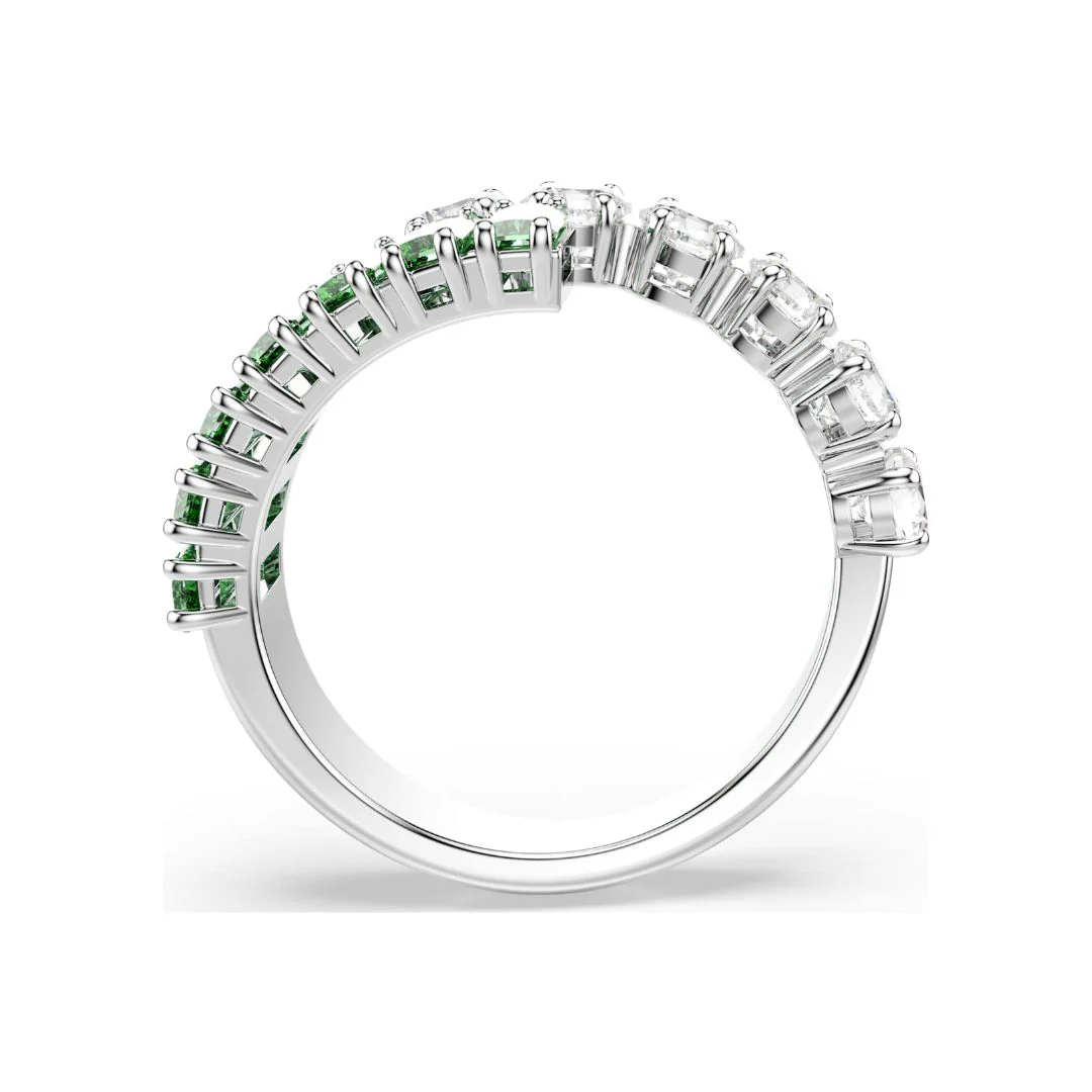 Swarovski Matrix sormus, vaalea metalli, kirkkaat ja vihreät kristallit - Image 4