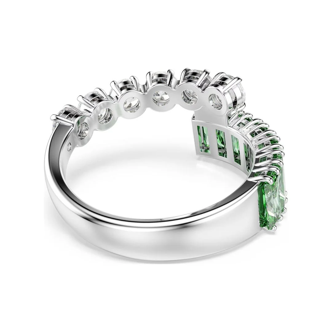 Swarovski Matrix sormus, vaalea metalli, kirkkaat ja vihreät kristallit - Image 5