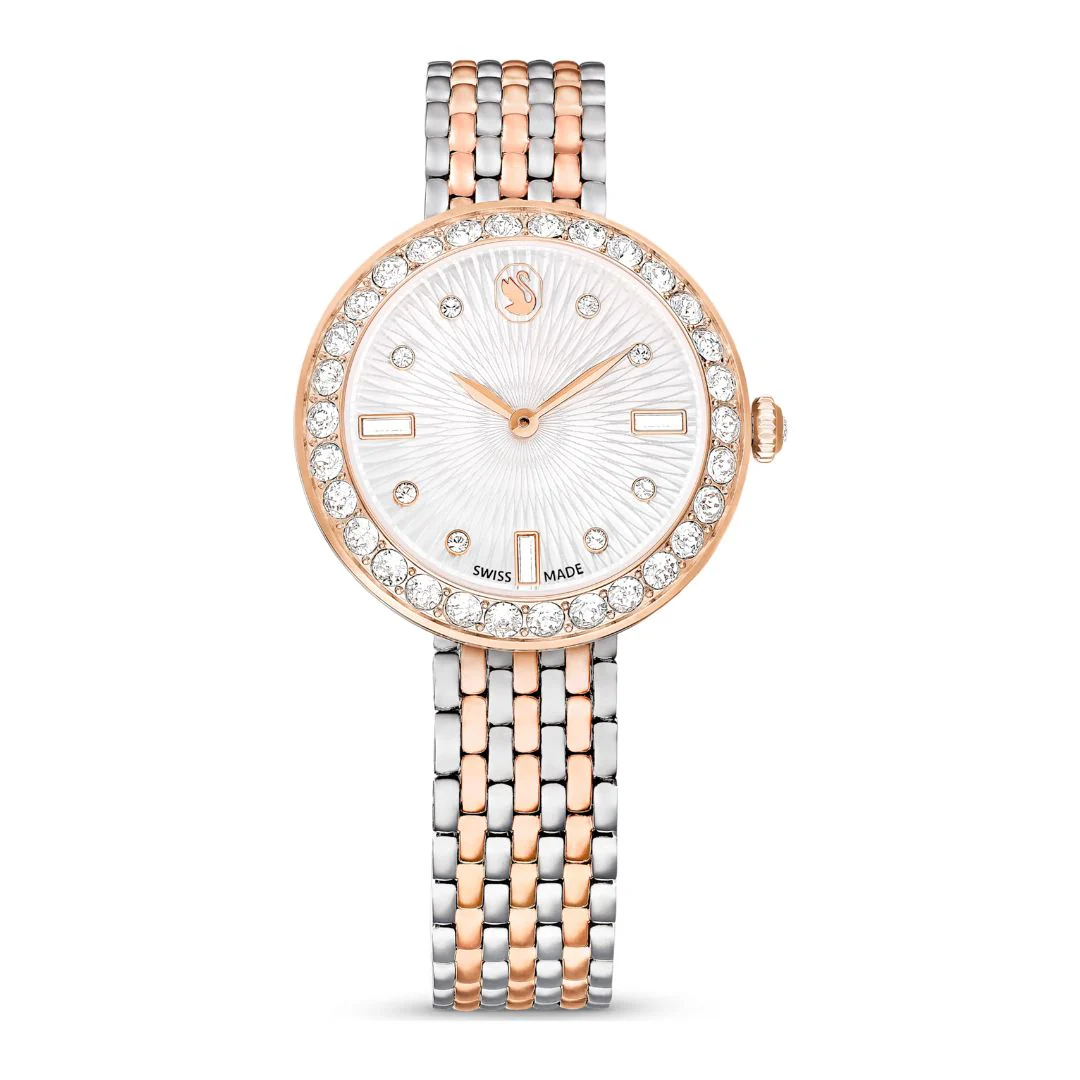 Swarovski Matrix tennis 7-link rannekello, ruusukullanväri, hopeanväri ja kirkkaat kristallit, 5672971