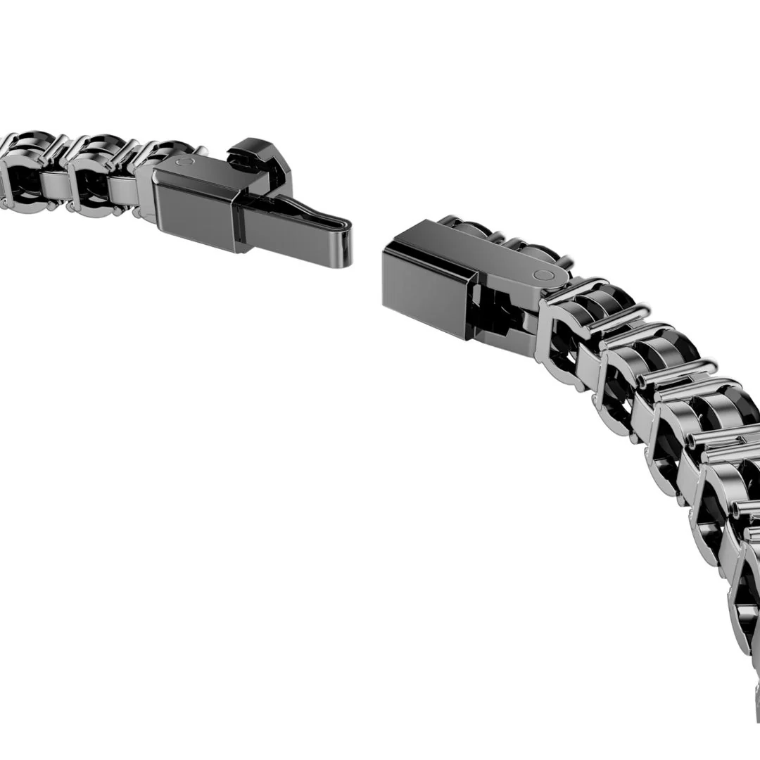 Swarovski Matrix Tennis rannekoru, tumma metalli ja mustat kristallit - Image 3