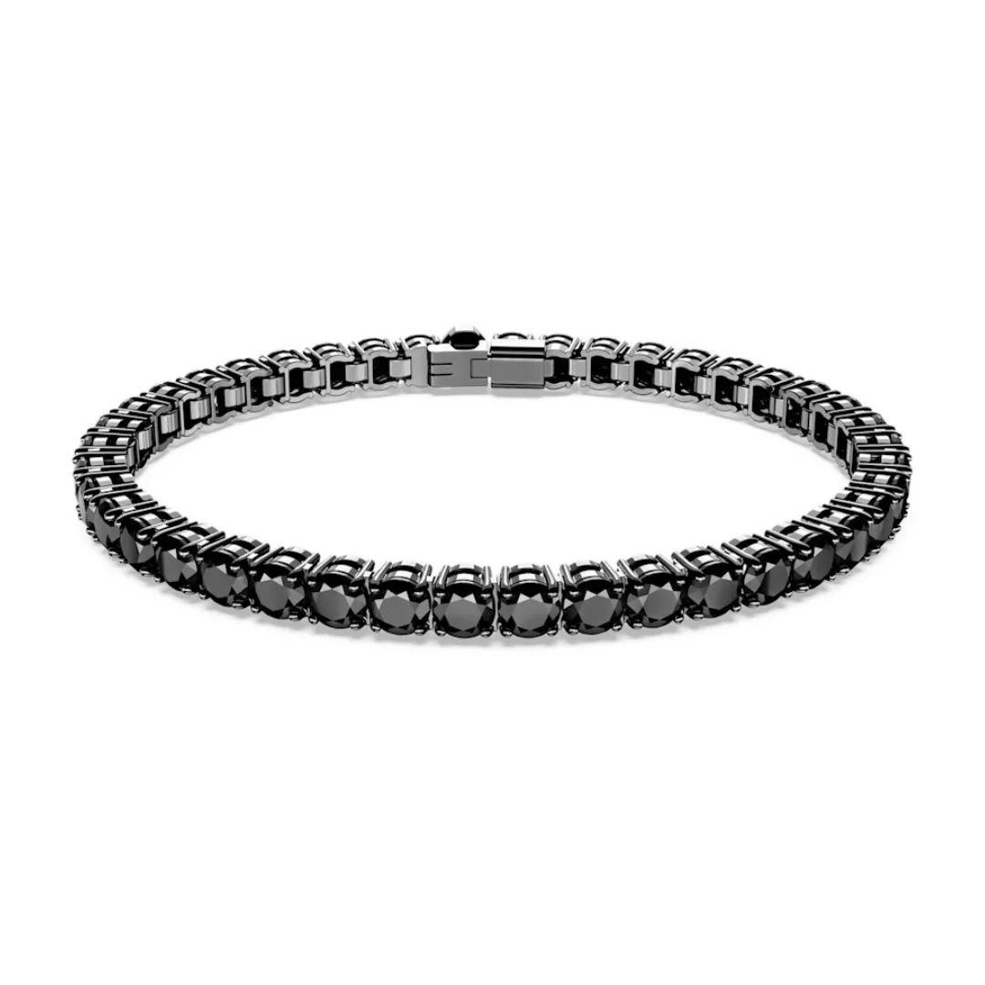 Swarovski Matrix Tennis rannekoru, tumma metalli ja mustat kristallit