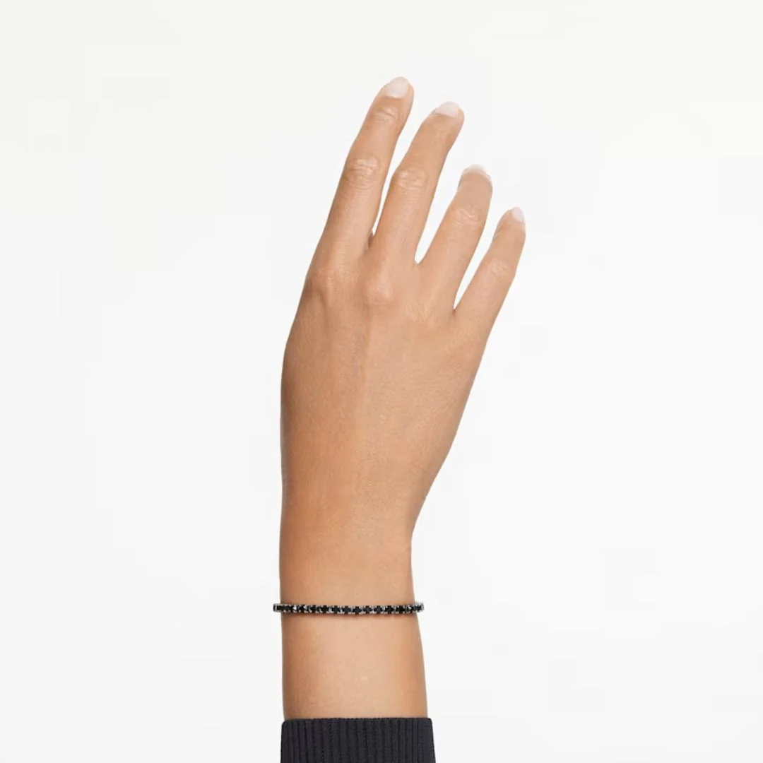 Swarovski Matrix Tennis rannekoru, tumma metalli ja mustat kristallit - Image 2