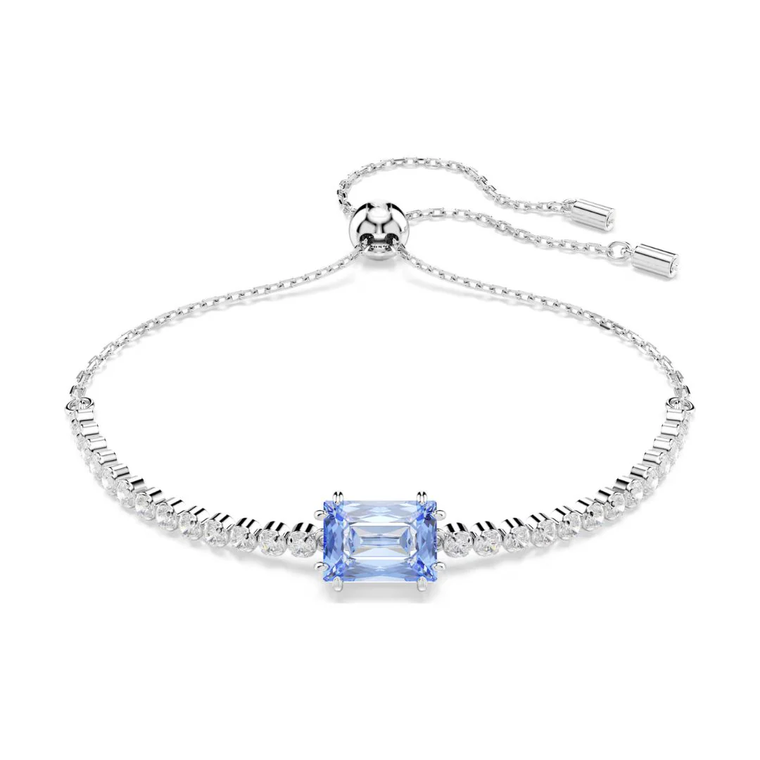 Swarovski Matrix Tennis rannekoru, vaalea metalli kirkkailla kristalleilla ja sinisellä zirkonilla 5693412