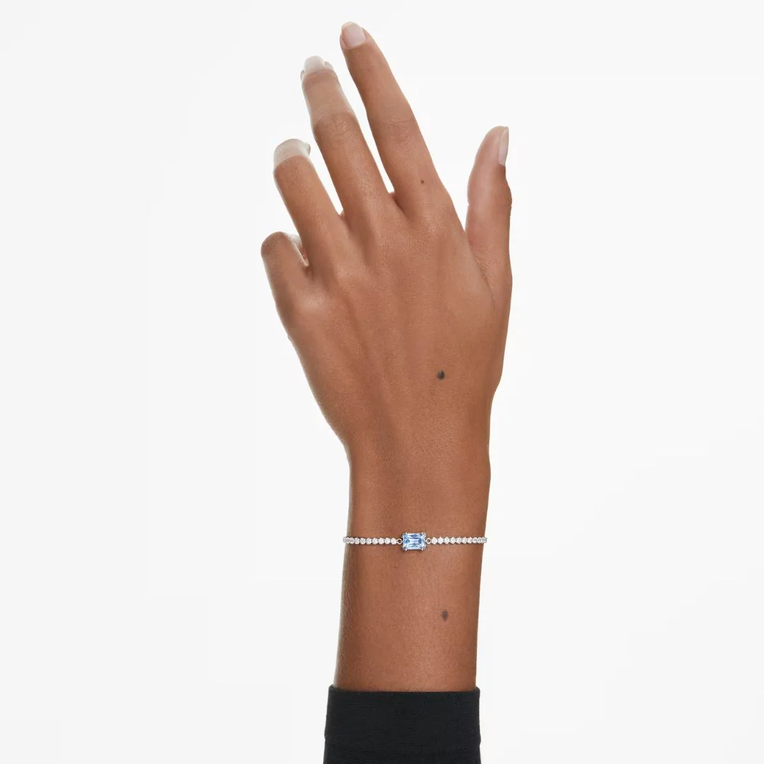 Swarovski Matrix Tennis rannekoru, vaalea metalli kirkkailla kristalleilla ja sinisellä zirkonilla 5693412 - Image 3