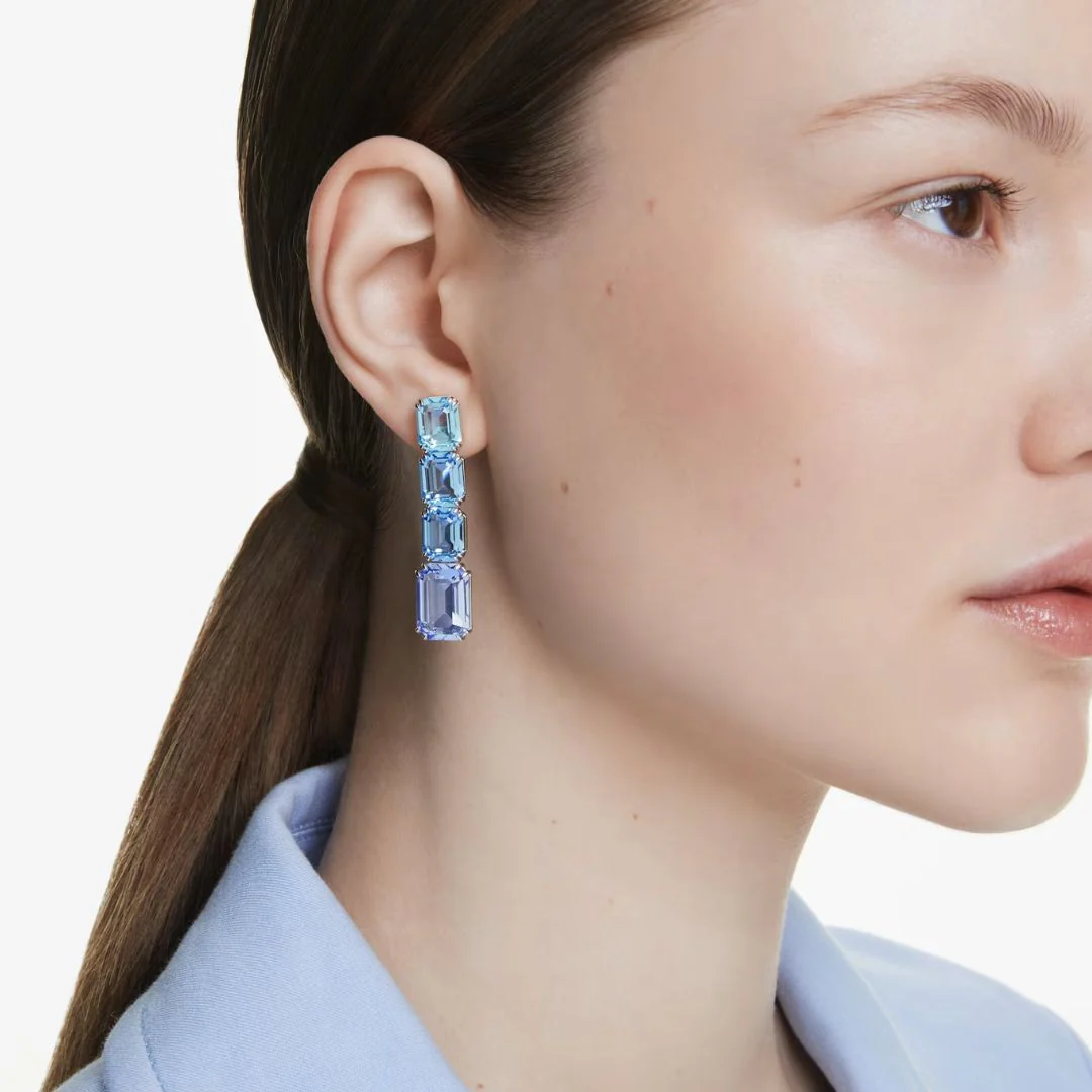 Swarovski Millenia Drop korvakorut, vaalea metalli ja siniset kristallit, 5696516 - Image 3