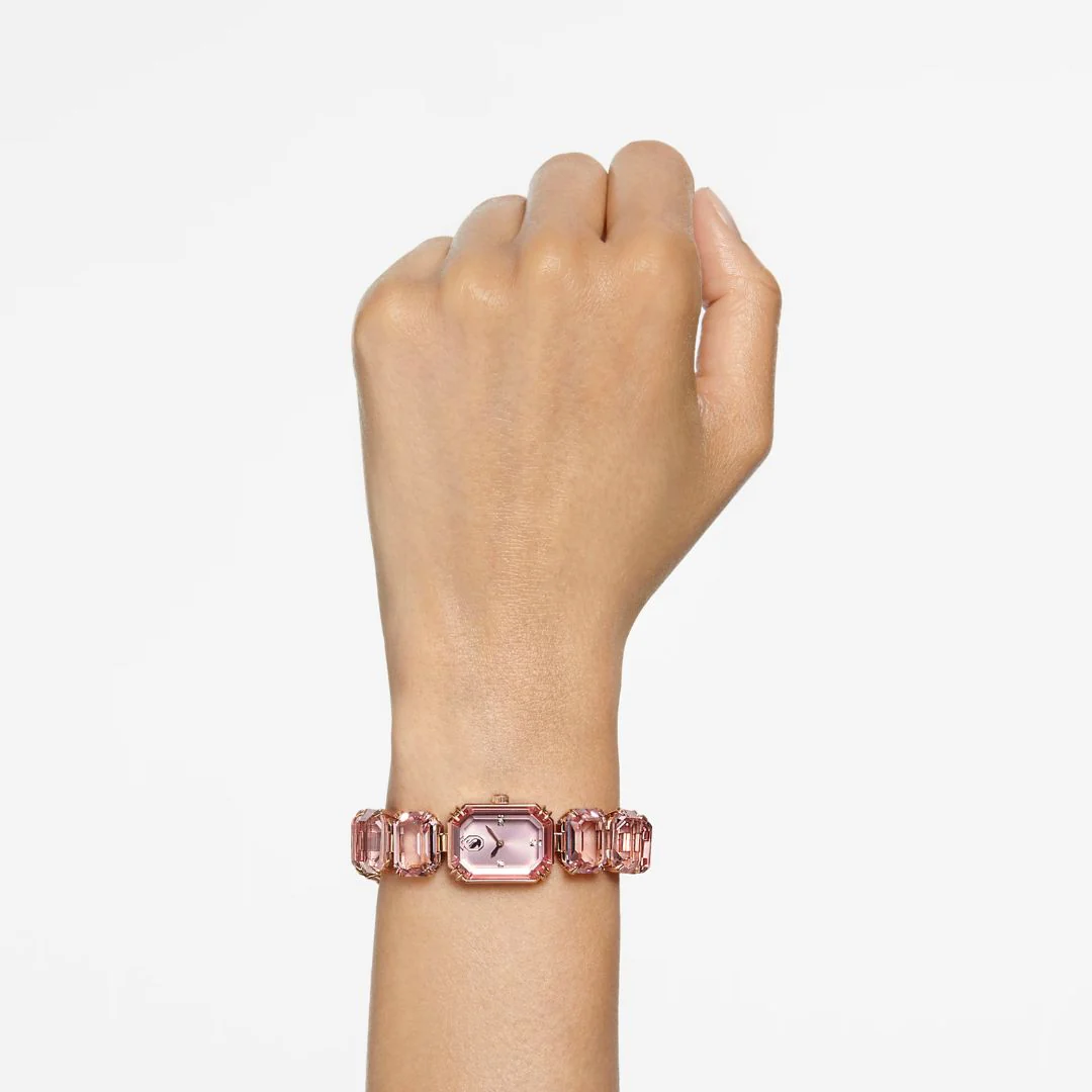 Swarovski Millenia octagon rannekello, ruusukullanvärinen ja vaaleanpunaiset kristallit, 5729843 - Image 2