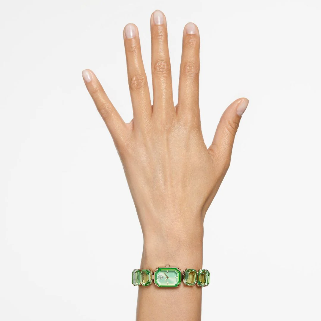 Swarovski Millenia octagon rannekello, samppanjakullanvärinen ja vihreät kristallit, 5729842 - Image 2