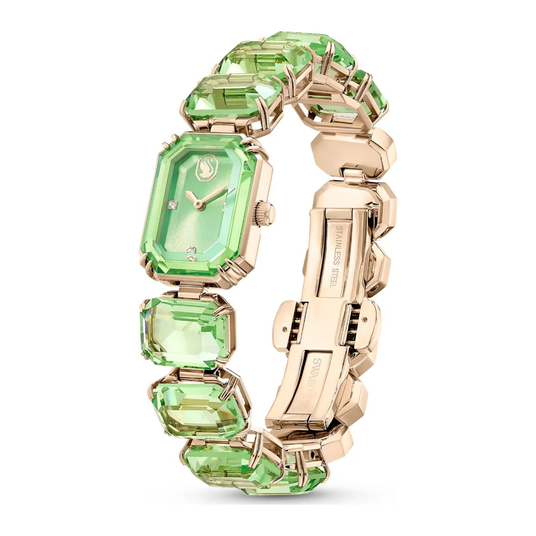 Swarovski Millenia octagon rannekello, samppanjakullanvärinen ja vihreät kristallit, 5729842 - Image 3
