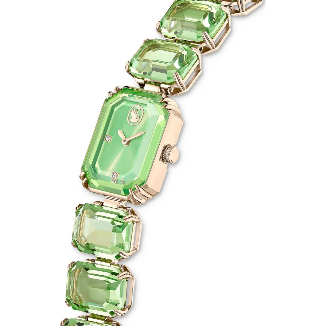 Swarovski Millenia octagon rannekello, samppanjakullanvärinen ja vihreät kristallit, 5729842 - Image 4