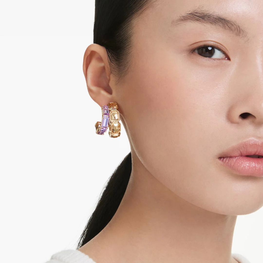 Swarovski Millenia rengaskorvakorut, keltakullanväri, violetit ja ruskeat kristallit 5725757 - Image 3