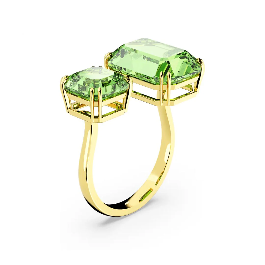Swarovski Millenia sormus, keltakullanväri ja vihreät kristallit - Image 3