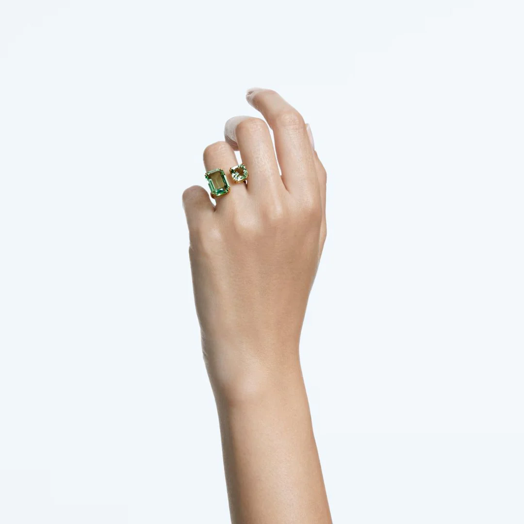 Swarovski Millenia sormus, keltakullanväri ja vihreät kristallit - Image 4