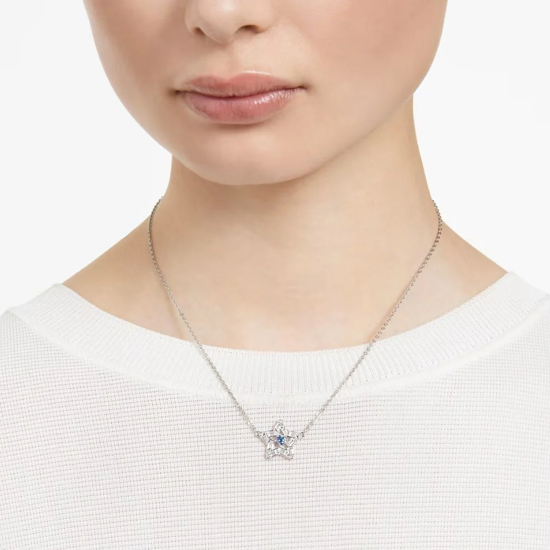 Swarovski Stella riipus ja korvakorut, vaalea, siniset kristallit - Image 2