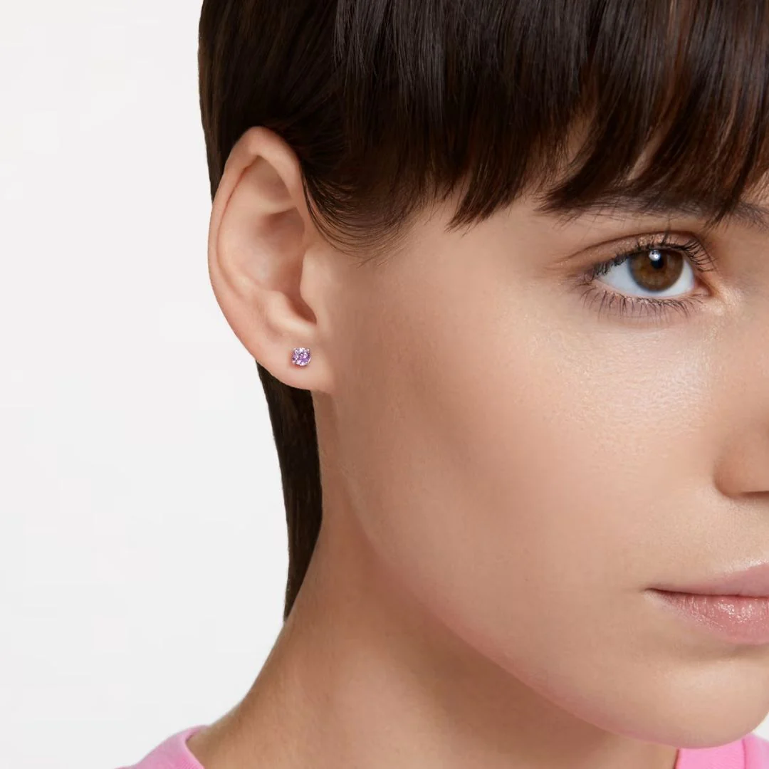 Swarovski Stilla korvakorut, vaalea metalli ja violetit kristallit - Image 2