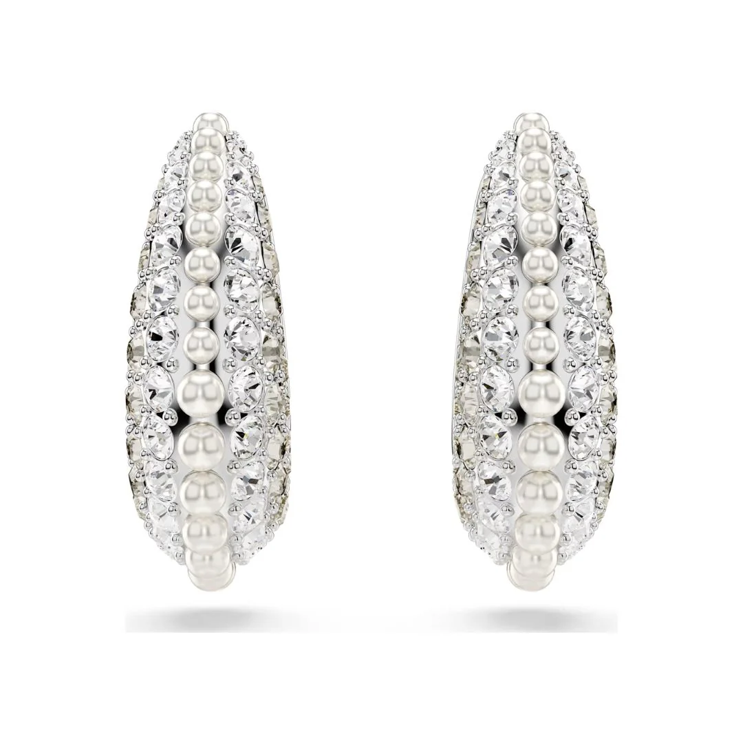 Swarovski Sublima korvakorut, vaalea metalli kirkkailla kristalleilla ja valkoisilla helmillä 5692107
