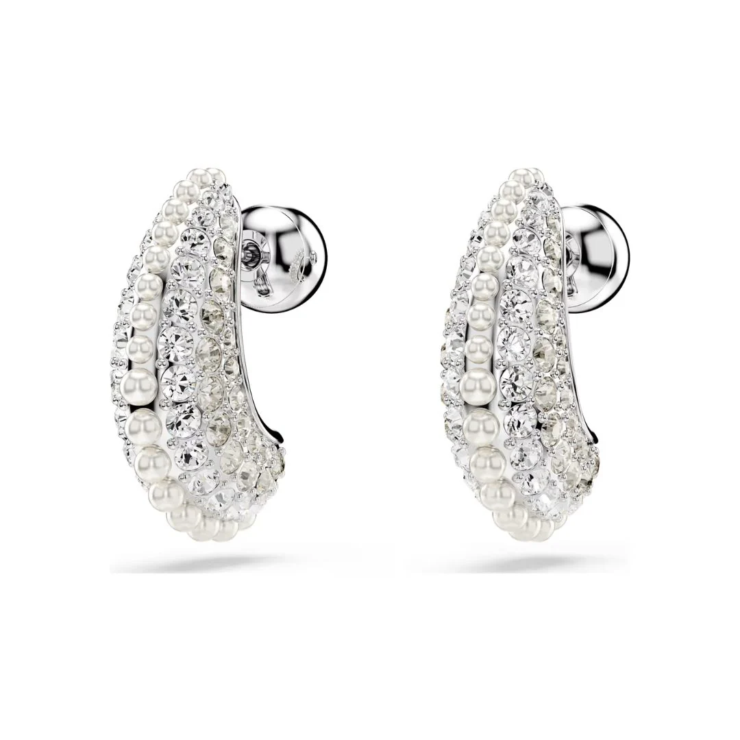 Swarovski Sublima korvakorut, vaalea metalli kirkkailla kristalleilla ja valkoisilla helmillä 5692107 - Image 3