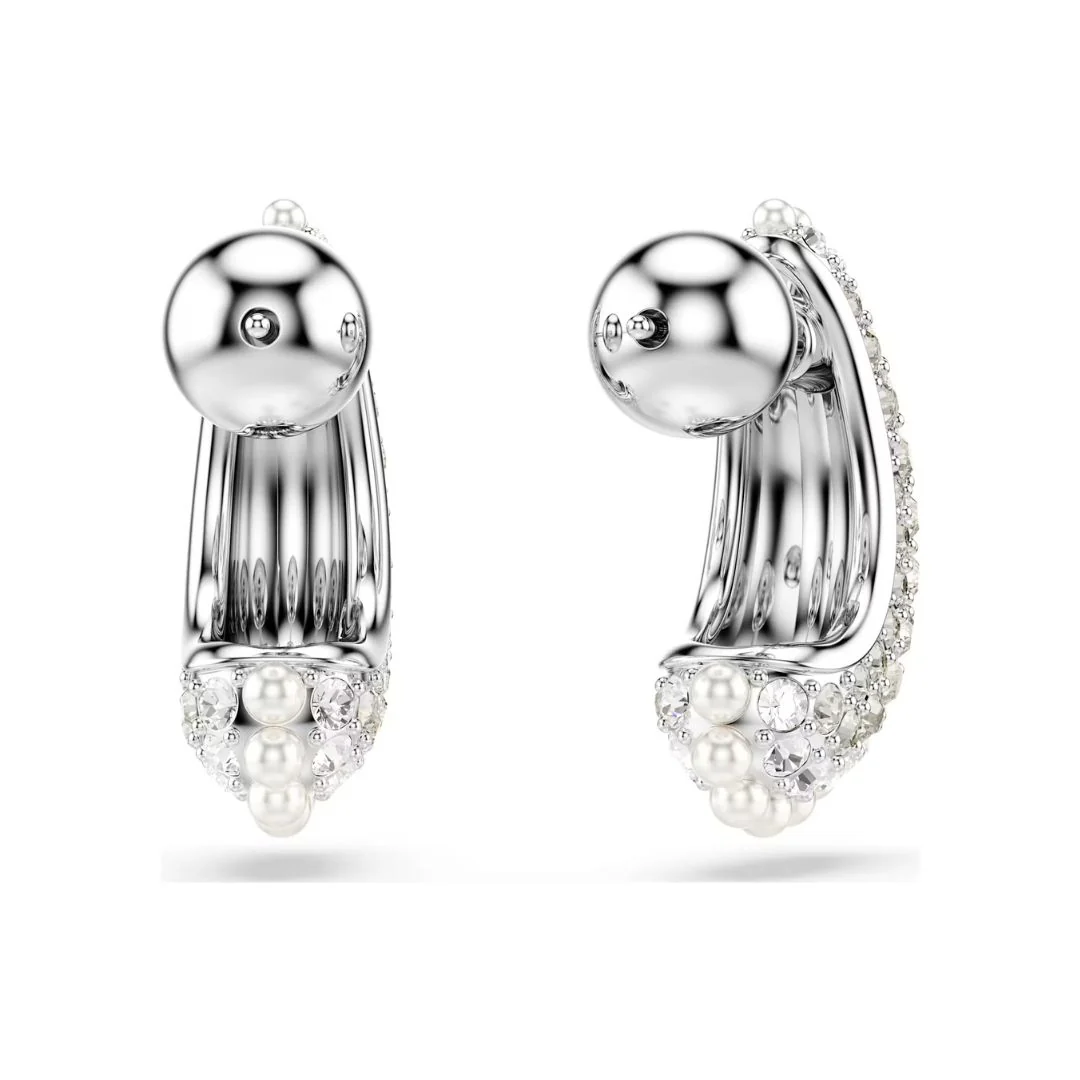 Swarovski Sublima korvakorut, vaalea metalli kirkkailla kristalleilla ja valkoisilla helmillä 5692107 - Image 4