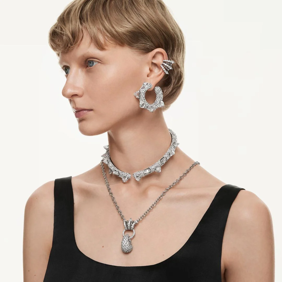 Swarovski Sublima rengaskorvakorut, vaalea metalli ja kirkkaat kristallit 5723287 - Image 3