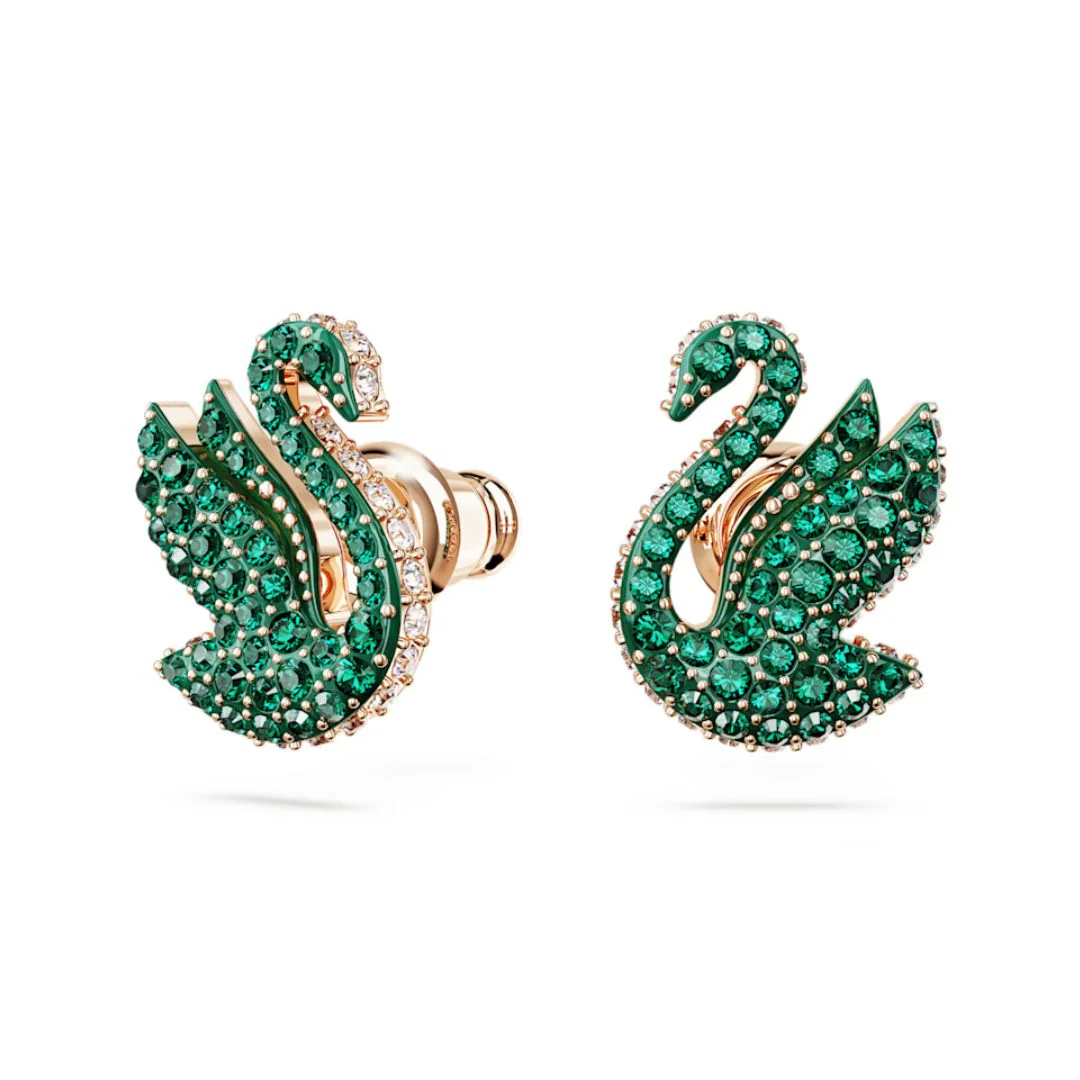 Swarovski Swan korvakorut, ruusukullanväri ja vihreät kristallit 5650063