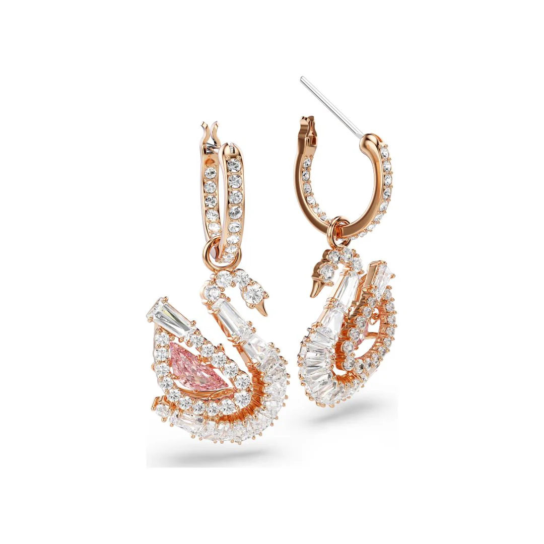 Swarovski Swan korvakorut, ruusukullanväri, pinkit ja kirkkaat kristallit, 5732415 - Image 2