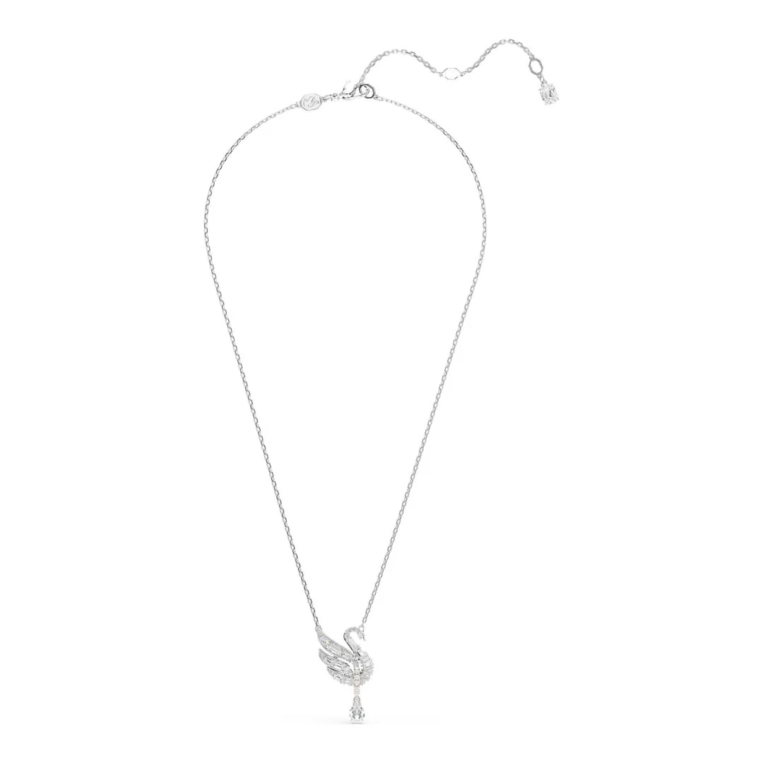 Swarovski Swan riipus, vaalea metalli, kirkkaat kristallit ja valkoiset helmet, 5723387 - Image 4