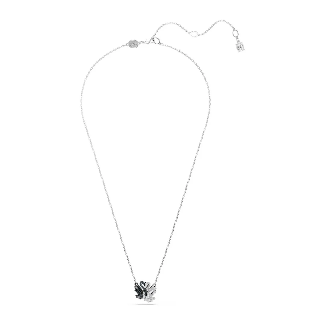 Swarovski Swan riipus, vaalea metalli ja mustat kristallit, 5705721 - Image 2