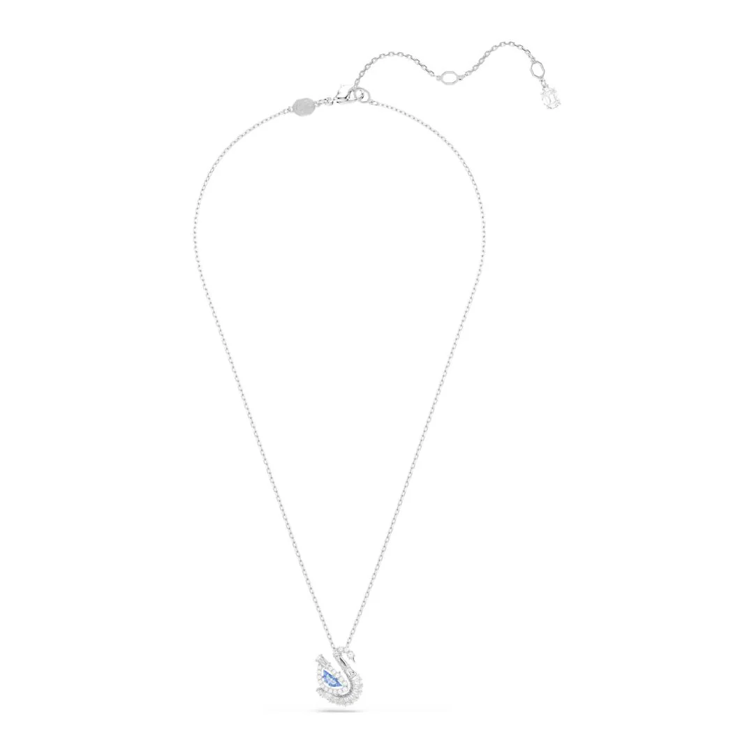 Swarovski Swan riipus, vaalea metalli, sininen ja kirkkaat kristallit, 5723389 - Image 3