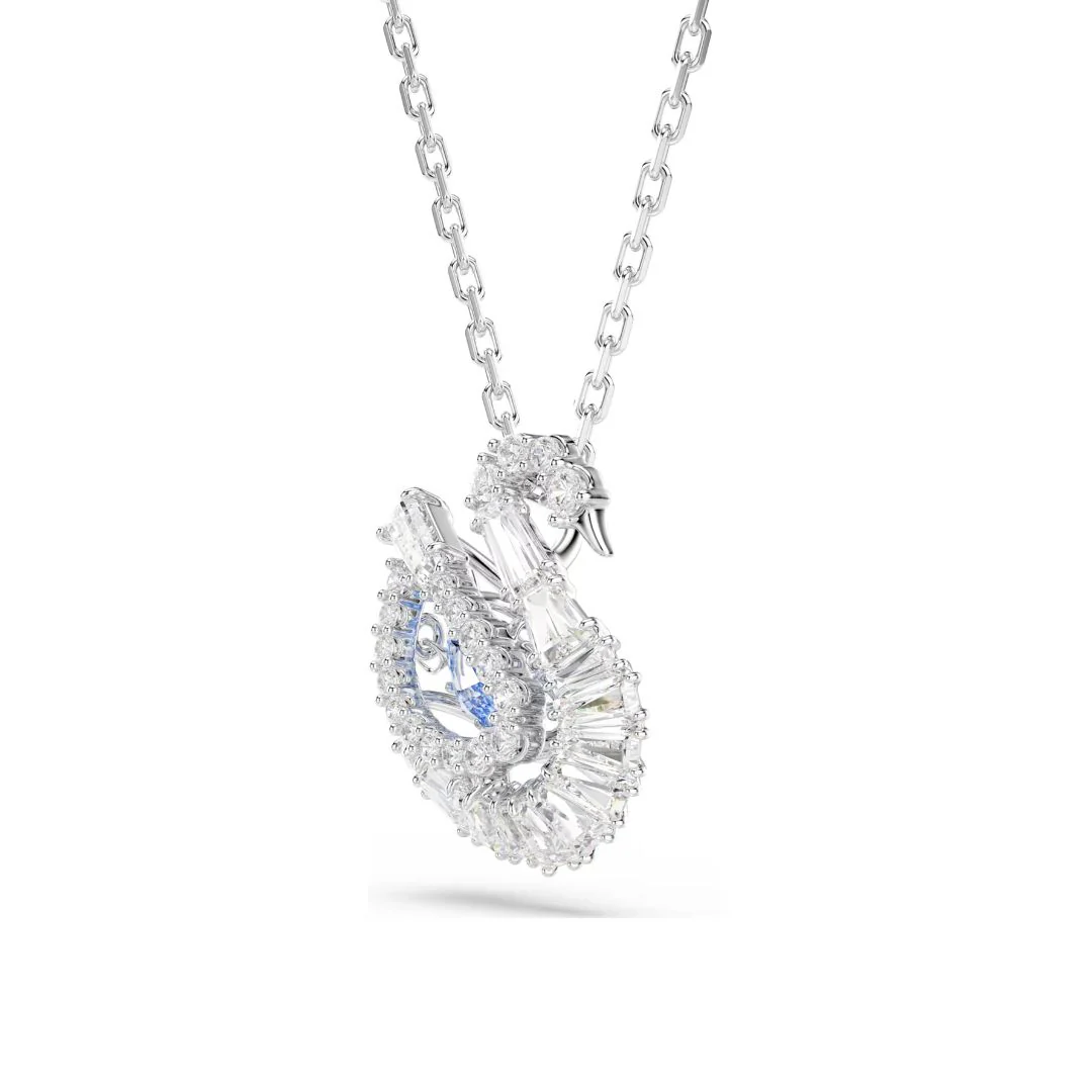 Swarovski Swan riipus, vaalea metalli, sininen ja kirkkaat kristallit, 5723389 - Image 4