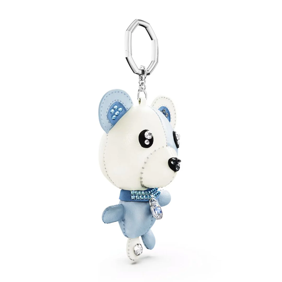 Swarovski Teddy avaimenperä, ruostumaton teräs, nahka ja siniset kristallit, 5733771 - Image 3