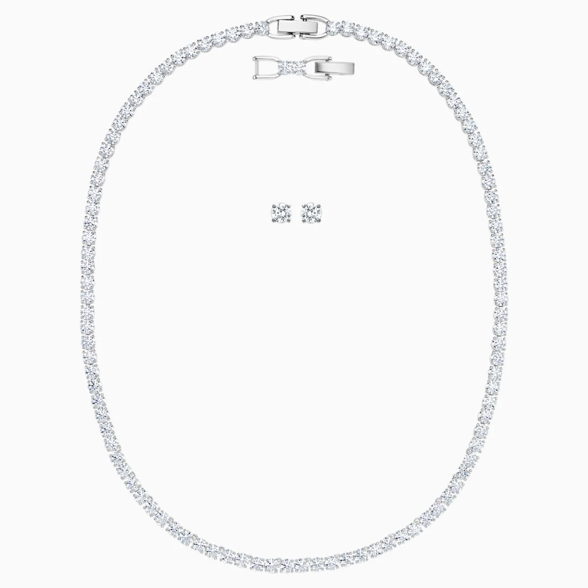 Swarovski Tennis Deluxe, setti, kristallikaulakoru ja korvarenkaat