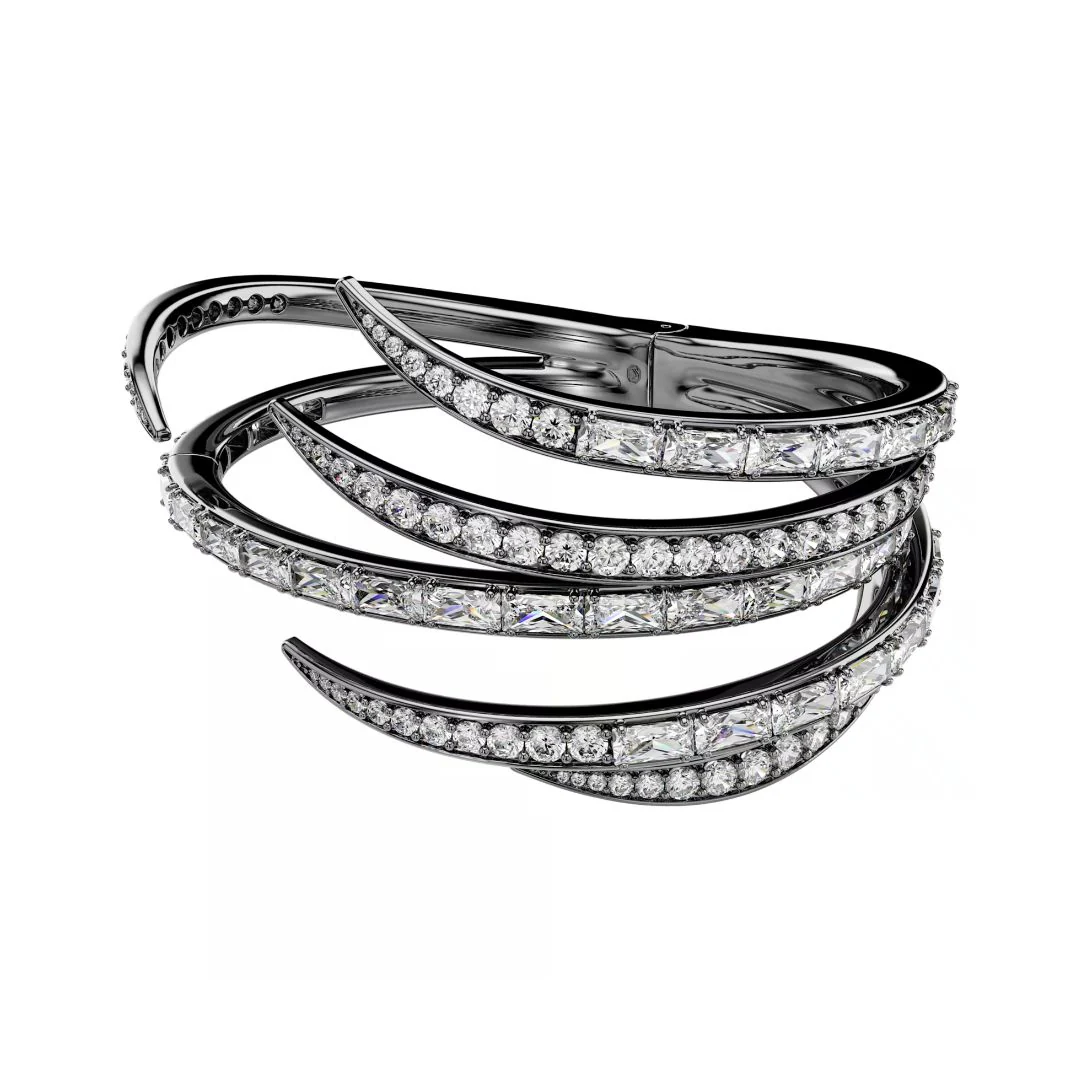 Swarovski The Vienna Collection rannerengas, tumma metalli ja kirkkaat kristallit